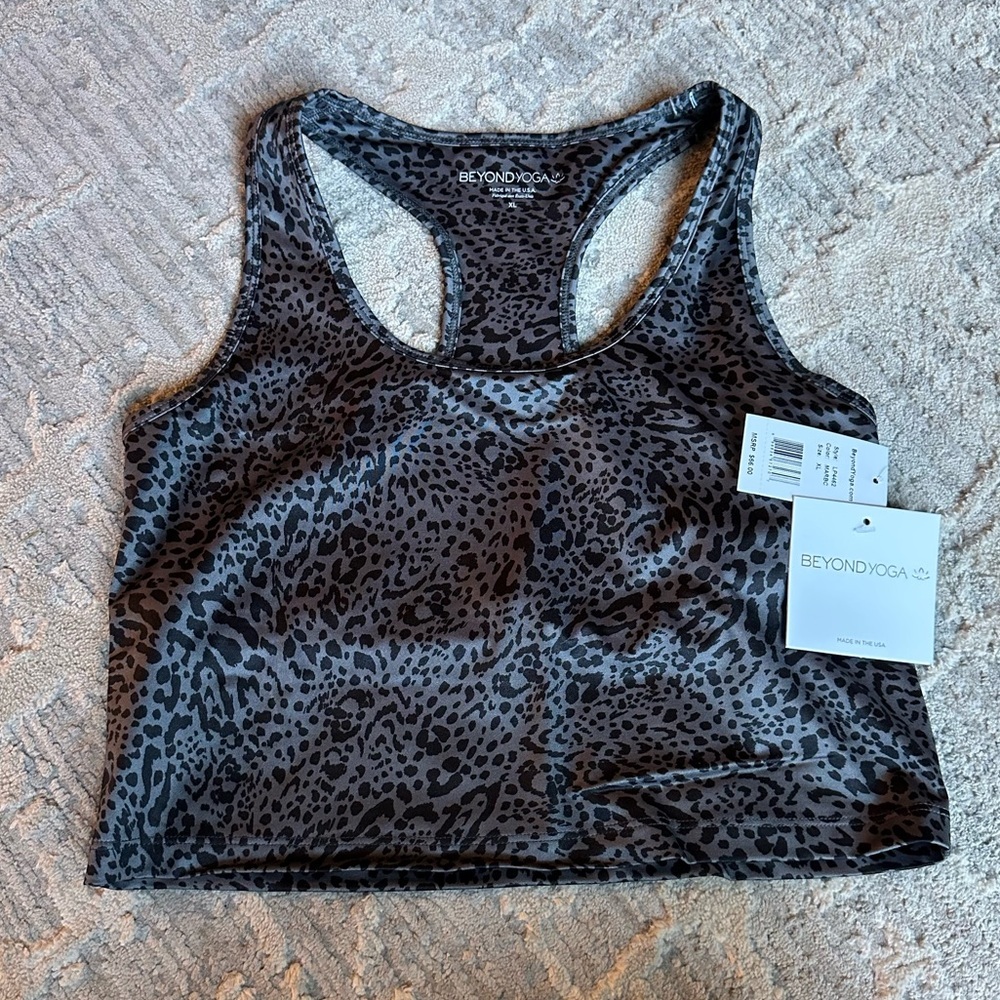 Beyond Yoga Leopard‎ Print Tank Top Racer Back Size Small